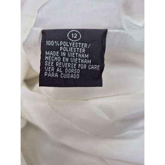 Vtg 80s Giorgio Sant'Angelo Pure White Polyester Skirt Suit Fully Lined Sz 12-14 - Picture 6 of 7